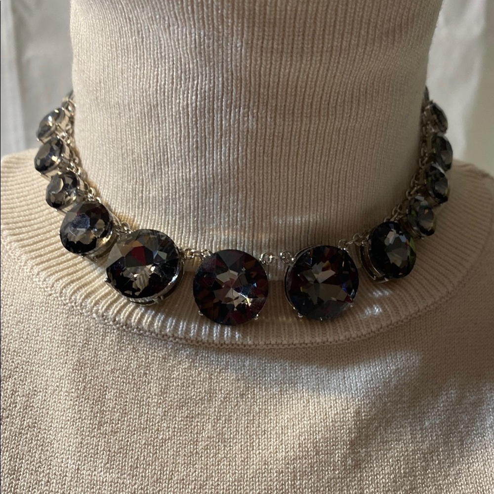 Elegant Silver and Black Crystal Necklace